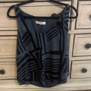 LOFT Women's Black and Gray Geometric Blouse